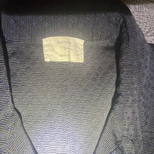 Billy Reid Black/Blue Textured Knit Henley Button Sleeveless Boxy Vest Top M